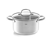 Fissler San Francisco Pentola in acciaio inox 3.3 L, 20 cm, con coperchio in vetro, bordo di versamento, scala di misurazione, cottura a induzione