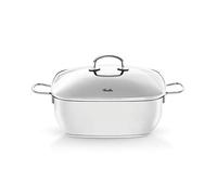 Fissler Secural Rostiera in acciaio inox 6.5 L, 28cm, con rivestimento, capienza 6.5 l, diametro 28 cm, grande casseruola quadrata, con coperchio in vetro, adatta per forno e piano a induzione