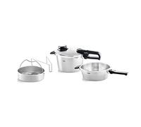 Fissler, Set da 4 pezzi con pentola a pressione Vitavit Premium 4.5 L, diametro 22 cm, con padella a cottura rapida 2.5 l , diametro 22 cm, con coperchio in metallo, per cottura a induzione