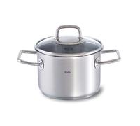 Fissler Viseo Pentola in acciaio inox 2.1 L, 16 cm, con coperchio in vetro, scala per misurazione interna, bordo per versare, pentola per cottura a induzione, risparmio energetico, anche a induzione