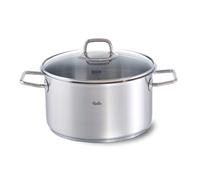 Fissler Viseo Pentola in acciaio inox 5.7 L, 24 cm, con coperchio in vetro, scala per misurazione interna, bordo per versare, pentola per cottura a induzione, risparmio energetico, anche a induzione