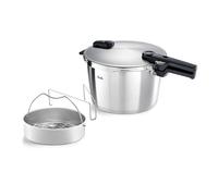 Fissler Vitaquick Grande Pentola a Pressione Grande da 8 L, con Diametro da 26 cm, Inserto, Pentola a Vapore in Acciaio Inox, 2 Livelli di Cottura, Prodotto in Germania per Piani Cottura a Induzione