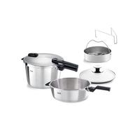 Fissler Vitaquick Premium - Set di pentole a pressione, 2 pezzi, Ø 26 cm (pentola a pressione 8 l + padella a pressione 4 litri) con inserto, coperchio in vetro, 2 livelli di cottura, made in Germany