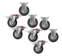 Fisso e girevole in gomma da 4" (100 mm) con ruote freno (confezione da 8) CS...