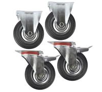 Fisso e girevole in gomma da 6" (150 mm) con ruote freno (confezione da 4) CS...
