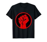 Fist Power Worker Forza Lotta Muscolo Rosso Nero Maglietta