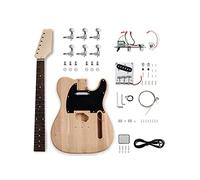 Fistrock Kit chitarra elettrica fai da te Kit 6 corde per destrimani con corpo in cenere, collo in acero duro, tastiera in palissandro, accessori cromati per costruire la tua chitarra.