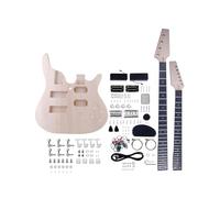 Fistrock Kit fai da te per chitarra elettrica e basso a doppio collo, 6 corde e 4 corde, per destrorsi, corpo in tiglio, manico in acero duro, hardware cromato per costruire il tuo basso e chitarra.