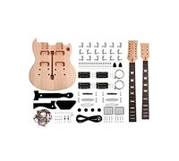 Fistrock Kit per chitarra elettrica fai da te, kit per chitarra a doppio collo, kit per principianti a 12 corde per destrorsi con corpo in mogano manico in mogano tastiera in palissandro hardware