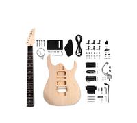 Fistrock Kit per chitarra elettrica fai da te, kit per principianti a 6 corde per destrorsi con corpo in tiglio duro manico in acero e tastiera laminata pioppo hardware cromato per costruire la tua