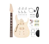 Fistrock Kit per chitarra elettrica fai da te, kit per principianti a 6 corde per destrorsi con impiallacciatura in acero fiammato Top corpo in tiglio duro manico in acero tastiera in palissandro