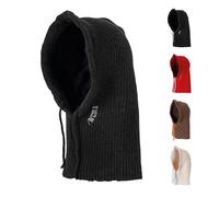 Fisura - Balaclava Nera con Frase “I’m Cold”. Balaclava Originale da Donna, Passamontagna in Maglia per l'inverno, Sciarpa con Cappuccio per Il Freddo.