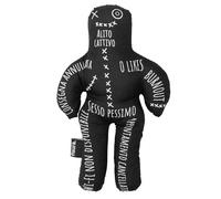 Fisura - Bambola voodoo in diverse lingue con frasi originali e simpatiche. Set con 10 spilli inclusi. Regalo creativo, perfetto come accessorio per costume horror o decorazione di Halloween.