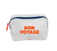 Fisura - Beauty case trasparente "out of the Office" rosa. Beauty case da viaggio grande da 3 litri per vacanze o vacanze. Beauty case da spiaggia trasparente. (Bon voyage, arancione)
