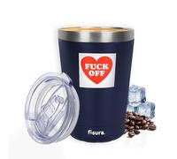 Fisura - Bicchiere termico originale "F*ck off". Bicchiere termico blu da portare Tazza da caffè 310 ml. Tazza termica in acciaio inox per auto. Senza BPA. Regalo divertente.