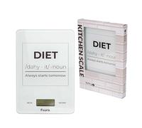 Fisura - Bilancia da cucina digitale "diet" bianca. Bilancia elettronica originale da 5kg/11lbs. Bilancia multifunzione per alimenti. Vetro e ABS. 15 x 22 cm.
