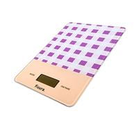 FISURA - Bilancia da cucina digitale vichy. Bilancia digitale originale 5kg/11lbs. Bilancia elettronica digiale alta precisione. Vetro e ABS. 15 x 22 (Viola)
