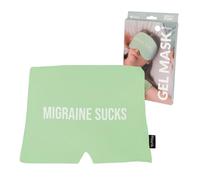 Fisura - Cappuccio per emicrania “Migraine Sucks”. Maschera terapeutica 360º per alleviare dolore da emicrania, mal di testa, sinusite. Gel freddo/caldo riutilizzabile.