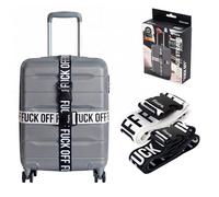 Fisura Cinghie per bagagli originali con messaggio "F*CK Off". Cinture di sicurezza per bagagli. Accessori per valigie. Lunghezza regolabile da 1 a 2 metri