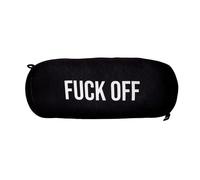 Fisura - Cuscino da spiaggia "F*ck off". Cuscino cilindrico 29 x 12 cm. Cuscino relax nero. Cuscino da viaggio originale. Cuscino da campeggio in poliestere.