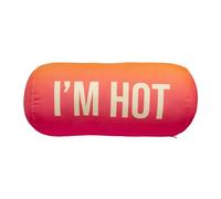 Fisura - Cuscino da spiaggia "I'm hot". Cuscino cilindrico 29 x 12 cm. Cuscino relax rosa. Cuscino da viaggio originale. Cuscino da campeggio in poliestere.