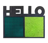 fisura. DM1366 - Zerbino rettangolare disinfettante Hello Verde e Nero in gomma polipropilene e fibra di cocco, altezza 1,5 x 51 x 65 cm