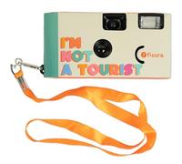 Fisura - Fotocamera usa e getta originale "Not a tourist". Fotocamera monouso con flash. 17 scatti in bianco e nero. Gancio incluso. Perfetta per matrimoni o feste.