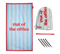 Fisura - Grande serviette de plage bleue à rayures avec message “Out of the office”, serviette en microfibre légère pour plage, piscine ou camping, séchage rapide, cadeau originale, 180 x 100 cm