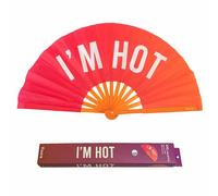Fisura - Grande ventaglio pieghevole “I’m hot”. Ventaglio originale con grande messaggio. Ventaglio rosa xxl. Ventaglio pieghevole in bambù. 64 x 33 cm., AHX2410387