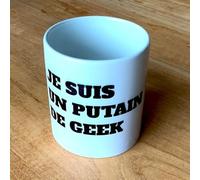 fisura. HM1125 - Tazza Je suis un geek in ceramica bianca e nera, D12 x H9,5 cm