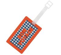 Fisura - Identifiant de valise original “Bon voyage”. Carte d'identification pour bagages bleue et orange. Étiquette en silicone pour valise ou sac à dos. 10,5 cm x 6,5 cm