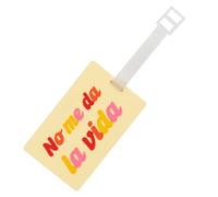 Fisura - Identifiant de valise original “No me da la vida”. Carte d'identification pour bagages beige. Étiquette en silicone pour valise ou sac à dos. 10,5 cm x 6,5 cm