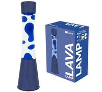 Fisura - Lampada a lava blu. Base e lava blu con liquido trasparente. Effetto rilassante. Con lampadina di ricambio. Dimensioni: 11 cm x 11 cm x 39,5 cm.