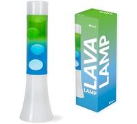 Fisura - Lampada a lava blu sfumata. Lampada a lava di 30 cm con base bianca e vetro con effetto sfumato blu. Regalo originale dallo stile rétro. Misure: 9 x 9 x 30 cm.