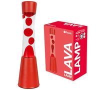 Fisura - Lampada a lava rossa. Base e lava rosse con liquido trasparente. Effetto rilassante. Con lampadina di ricambio. Dimensioni: 11 cm x 11 cm x 39,5 cm.