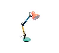 Fisura - Lampada da scrivania vintage Ralph. Lampada da scrivania corallo, giallo, blu e verde. Compatibile con la lampadina E27. Lampada da scrivania bambini. 14 cm x 14 cm x 57 cm