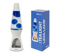 Fisura - Lampada di lava con candela. Lampada di lava senza elettricità. Lampada di lava blu e bianca. Lampada eco-friendly. Regalo originale. 29 cm x 8,5 cm (Candela non inclusa)