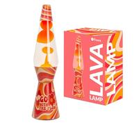 Fisura - Lampada di lava “go with the flow”. Base multicolore, lava arancione. Lampada di lava retrò con lampadina di ricambio. 11,5 cm x 11,5 cm x 40 cm.