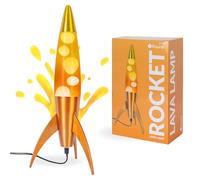 Fisura - Lampada lava arancione “rocket”. Base metallizzata e bottiglia sfumata arancione. Stile rétro con lampadina di ricambio. 20 cm x 20 cm x 45 cm.