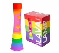Fisura - Lampada lava arcobaleno. Base arcobaleno multicolore, liquido rosa e lava arancione. Lampada ad effetto rilassante. Con lampadina di ricambio. 11 cm x 11cm x 39,5 cm.