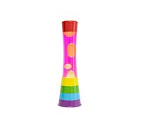 Fisura - Lampada lava arcobaleno. Base arcobaleno multicolore, liquido rosa e lava arancione. Lampada ad effetto rilassante. Con lampadina di ricambio. 11 cm x 11cm x 39,5 cm.