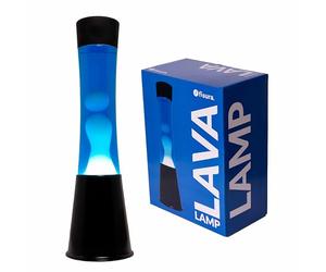 Fisura - Lampada lava bianca e blu. Base nera, liquido blu e lava bianca. Lampada ad effetto rilassante.Con lampadina di ricambio. 11 cm x 11 cm x 39,5 cm.