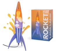 Fisura - Lampada lava blu e arancione “rocket”. Base metallizzata e bottiglia sfumata arancione. Design rétro con lampadina di ricambio. 20 cm x 20 cm x 45 cm.