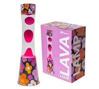 Fisura - Lampada lava fiori. Base con stampa floreale, liquido trasparente e lava viola. Effetto rilassante. Con lampadina di ricambio. 11 cm x 11 cm x 39,5 cm.