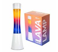 Fisura - Lampada lava multicolore. Base bianca e vetro con effetto sfumato multicolore. Lampada di lava a effetto rilassante. Con lampadina di ricambio. 11 cm x 11 cm x 39,5 cm.
