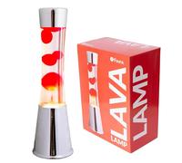 Fisura - Lampada lava rossa. Base cromata argento, liquido trasparente e lava rossa. Lampada ad effetto rilassante. Con lampadina di ricambio. 11 cm x 11cm x 39,5 cm.