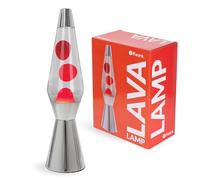 Fisura - Lampada lava rossa con base cromata, cera rossa e liquido trasparente. Design retrò con lampadina di ricambio. Dimensioni: 11,5 cm x 11,5 cm x 40 cm.