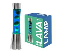 Fisura - Lampada lava verde e blu. Base cromata, liquido blu e lava verde. Lampada con effetto rilassante. Con lampadina di ricambio. 11 cm x 11 cm x 39,5 cm.