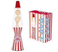 Fisura - Lampe à lave décorative “Pop corn”. Lampe relaxante au design original pour maison ou bureau, base à rayures et lave blanche, ampoule de rechange incluse, 11 x 11 x 40 cm