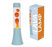 Fisura - Lampe à lave verte 30 cm. Lampe décorative relaxante au style rétro, design original pour la maison, base bleue et liquide orange, idée cadeau originale, 9 x 9 x 30 cm